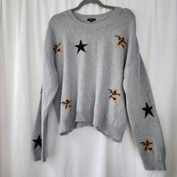 Rails Percy Heather Gray Animal Star Sweater L preppy casual relaxed fit cotton - Picture 2 of 9